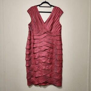 ADRIANNA PAPPEL Red Shutter Pleat Sleeveless Cocktail Dress Size 18W